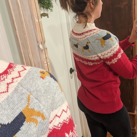 new Fat-Face United Kingdom Rudolph dog sweater, shelter dog jumper red size 4 - Picture 3 of 10